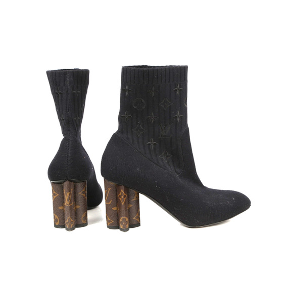 LOUIS VUITTON Boots Monogram Stretch Silhouette Socks Ankle Size 38 - Picture 6 of 16